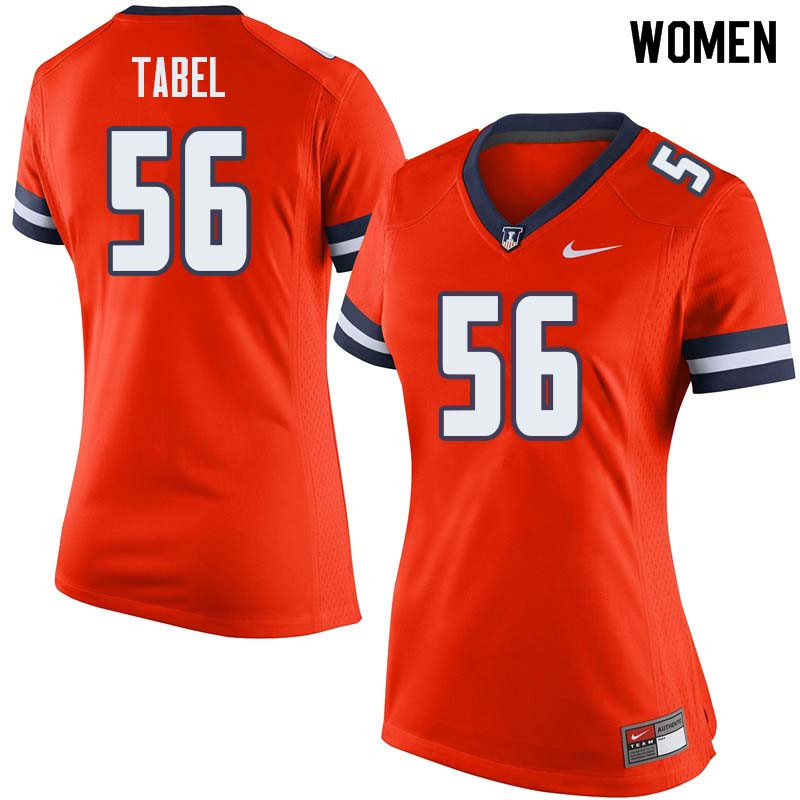 Women #56 Ethan Tabel Illinois Fighting Illini College Football Jerseys Sale-Orange